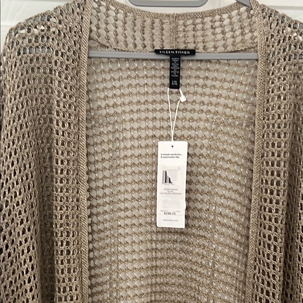 Eileen Fisher Organic Linen Délavé Long Cardigan in Natural L/XL NWT - Picture 5 of 8